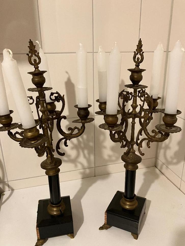 Antieke Franse kandelaars, Antiek en Kunst, Antiek | Kandelaars, Koper of Brons, Ophalen of Verzenden