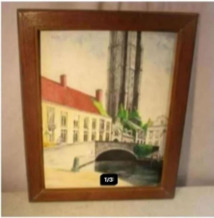 Mooi Geschilderd Werk 'Zicht in Brugge' - gesigneerd, Antiek en Kunst, Kunst | Schilderijen | Klassiek, Ophalen of Verzenden