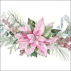servetten 8674 roze kerstster bloem (33 x 33 cm) per stuk, Ophalen of Verzenden, Nieuw, Materiaal