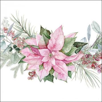 servetten 8674 roze kerstster bloem (33 x 33 cm) per stuk beschikbaar voor biedingen