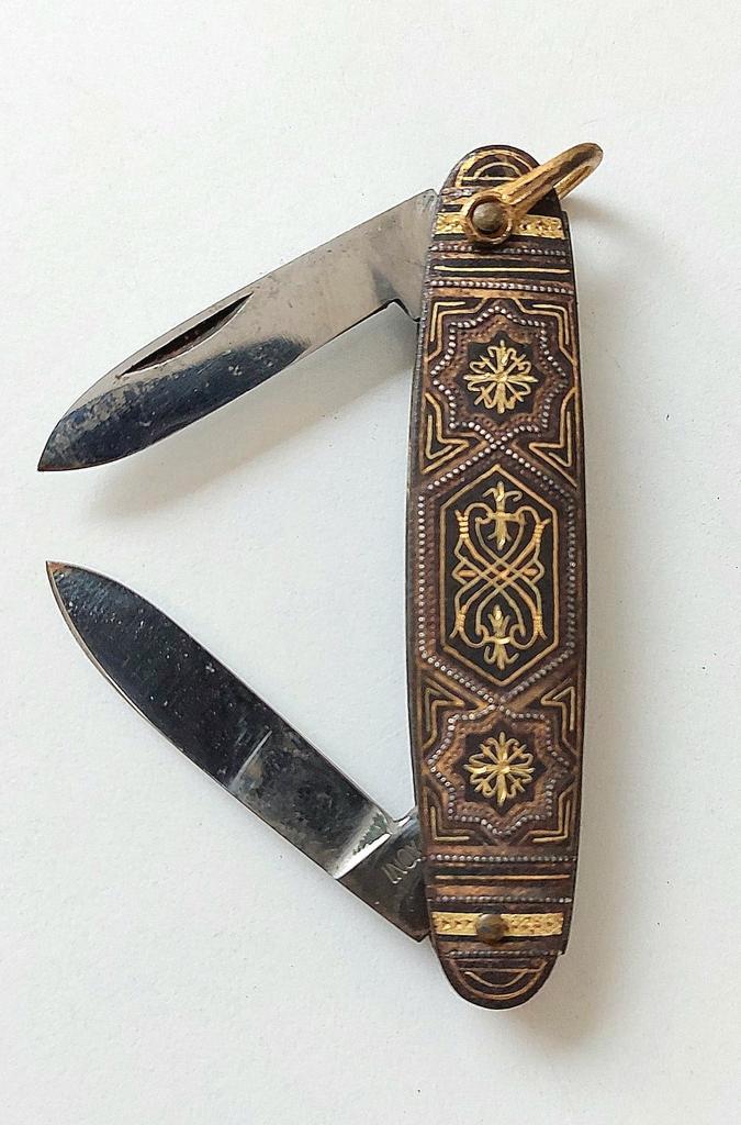 Prachtig Oud Zakmesje Mes met Inlegwerk. Waarschijnlijk afko, Antiek en Kunst, Curiosa en Brocante, Verzenden