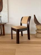 4 Vintage chunky houten stoelen wooden chairs brown, Huis en Inrichting, Stoelen, Hout, Vier, Gebruikt, Ophalen of Verzenden