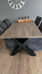 Eettafel + 4 Kuipstoelen op Wieltjes, Ophalen of Verzenden