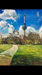 Euromast Rotterdam olieverf op doek 40x50 cm, Antiek en Kunst, Ophalen