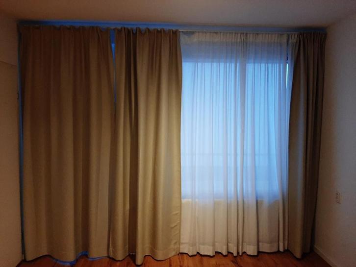 Gordijnen set: 4x doorschijnend, 3x verduisterend + rails, Huis en Inrichting, Stoffering | Gordijnen en Lamellen, Zo goed als nieuw