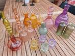 Vaasjes en kandelaars multicolor, Gebruikt, Overige kleuren, Ophalen of Verzenden, Glas