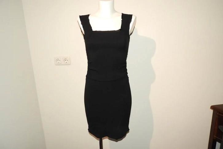 Dolce & Gabbana zwarte jurk gesmockte delen IT 40, Kleding | Dames, Jurken, Gedragen, Maat 34 (XS) of kleiner, Zwart, Boven de knie