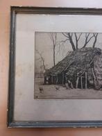Ets Johan Hemkes – “Oude turfschuur Westerwolde” – 38/75, Antiek en Kunst, Kunst | Etsen en Gravures, Ophalen of Verzenden