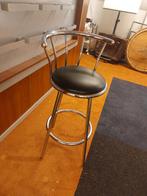 fraaie chromen barkruk met zwarte zitting (500715), Huis en Inrichting, Barkrukken, 1 kruk, Ophalen of Verzenden, Zo goed als nieuw