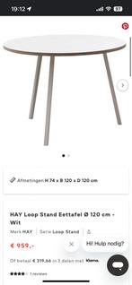 HAY loop tafel rond 120 cm wit ronde tafel zweeds design, Ophalen, 100 tot 150 cm, Rond, Zo goed als nieuw