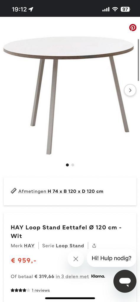 HAY loop tafel rond 120 cm wit ronde tafel zweeds design, Huis en Inrichting, Tafels | Eettafels, Zo goed als nieuw, 100 tot 150 cm