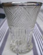 ﻿ANTIEK KRISTAL VAAS MET HOLLANDS ZILVER KRAAG - wvq, Verzenden