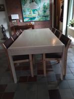 Unieke essenhouten tafel met 6 stoelen, Huis en Inrichting, Tafels | Eettafels, Ophalen, 200 cm of meer, 50 tot 100 cm, Zo goed als nieuw