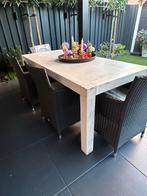 Tuinset - Eiken White Wash Tafel & Wicker Stoelen, Gebruikt, Eikenhout, Vijf personen of meer, 150 tot 200 cm