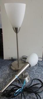 3 x rvs tafellamp / wandlamp met witte glazen kap, Huis en Inrichting, Ophalen of Verzenden, Gebruikt, Glas, Minder dan 50 cm