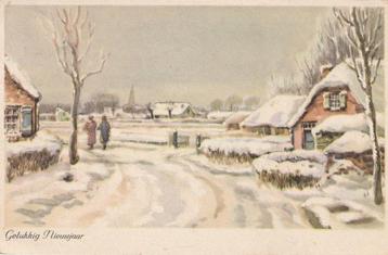 KERST BOERDERIJ SNEEUW UIT 1943 ZEER MOOIE OUDE KAART KH699 beschikbaar voor biedingen