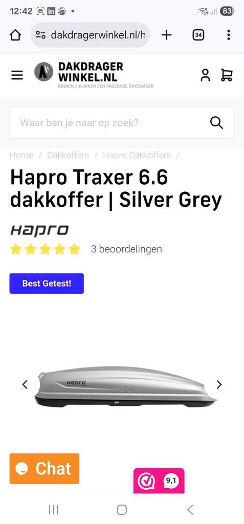 Hapro Traxer 6.6 dagkoffer, Auto diversen, Dakkoffers, Zo goed als nieuw, Ophalen