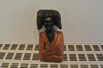  Beeld Hard Hout Twee-Kleurig Man met Lang Haar beschikbaar voor biedingen