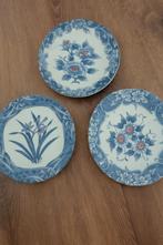 Set van 3 blauwe sierborden met bloemenmotief, Ophalen of Verzenden