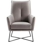 Leren fauteuil met hocker - Comfortabel en stijlvol, Gebruikt, 75 tot 100 cm, Ophalen of Verzenden, 75 tot 100 cm