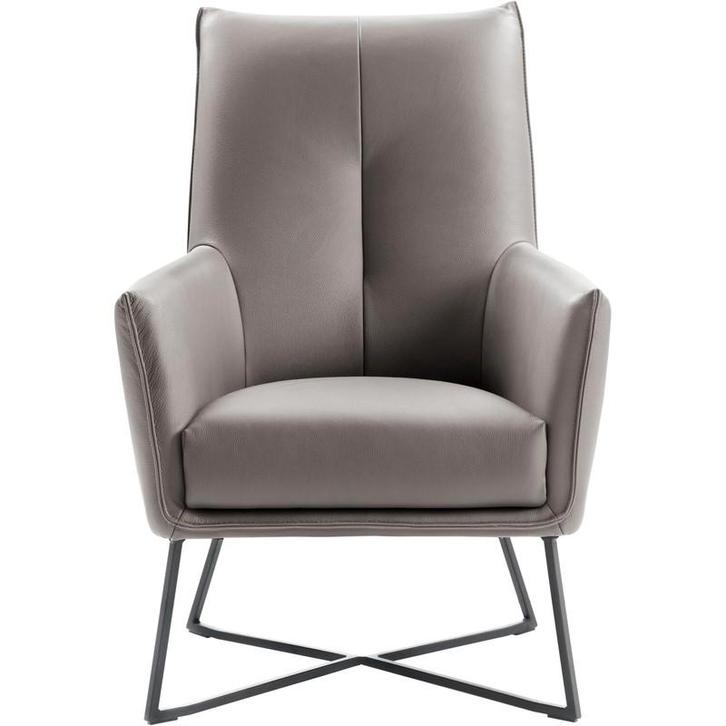 Leren fauteuil met hocker - Comfortabel en stijlvol, Huis en Inrichting, Fauteuils