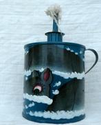 "blauw metalen olielampje (608)   ", Antiek en Kunst, Ophalen of Verzenden
