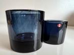 Iittala Kivi Glas Kandelaar Blueberry Blue 80 mm, Ophalen of Verzenden, Zo goed als nieuw, Overige materialen, Minder dan 25 cm