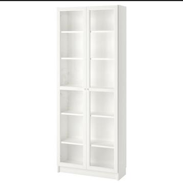 Ikea billy oxberg vitrine kast wit met glazen deuren - afbeelding 2