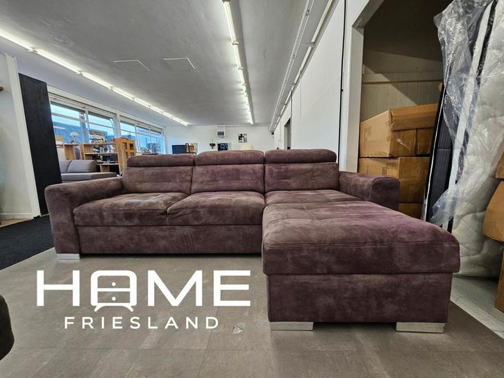 Hoekbank - Microvezel - Paars/Grijs, Huis en Inrichting, Banken | Complete zithoeken, Zo goed als nieuw, Stof, Ophalen of Verzenden
