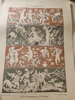 oude prent 4 jaargetijden op dik papier, Natuur, Gebruikt, Ophalen of Verzenden, Voor 1940