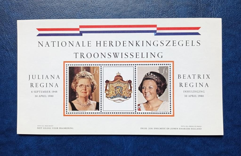 blok herdenkingszegels troonswisseling Juliana-Beatrix 1980, Verzenden, Nieuw, Nederland, Postzegel(s) of Munt(en)