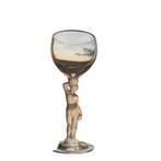 Vintage wijnglas met frosted / mat glas Bacchus voet 1804, Glas, Overige stijlen, Glas of Glazen, Gebruikt