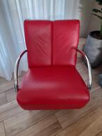 Rode leren stoel met chroom frame, Huis en Inrichting, Ophalen
