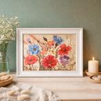 Ingelijste bloemenaquarel, Huis en Inrichting, Woonaccessoires | Schilderijen, Tekeningen en Foto's, Ophalen, Minder dan 50 cm