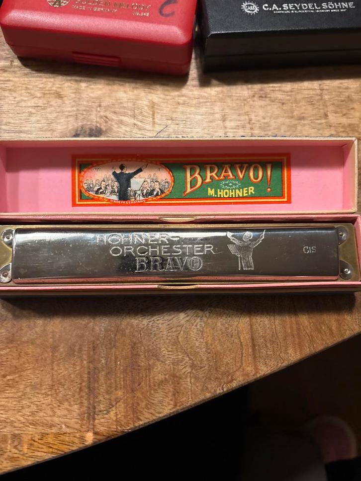 Vintage Hohner Orchester Bravo Cis Mondharmonica, Muziek en Instrumenten, Blaasinstrumenten | Mondharmonica's, Gebruikt, Diatonisch