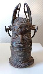 Prachtig oud bronzen Benin kopje van Oba koning, Antiek en Kunst, Ophalen of Verzenden