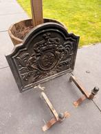 Antieke Haardplaat HERALDIEK Biscottini + Haardbokken, Antiek en Kunst, Ophalen, Overige materialen