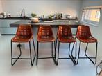 Barkrukken 4x leder en vintage look, Ophalen of Verzenden