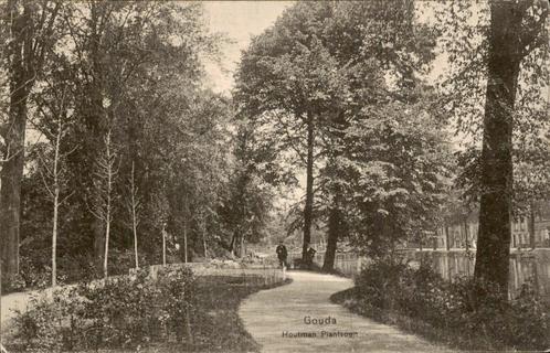 Gouda - Houtman Plantsoen, Verzamelen, Ansichtkaarten | Nederland, Gelopen, Zuid-Holland, Voor 1920, Ophalen of Verzenden