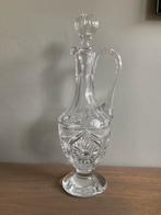 Prachtige Kristallen karaf op poot met handvat en stop, Ophalen of Verzenden