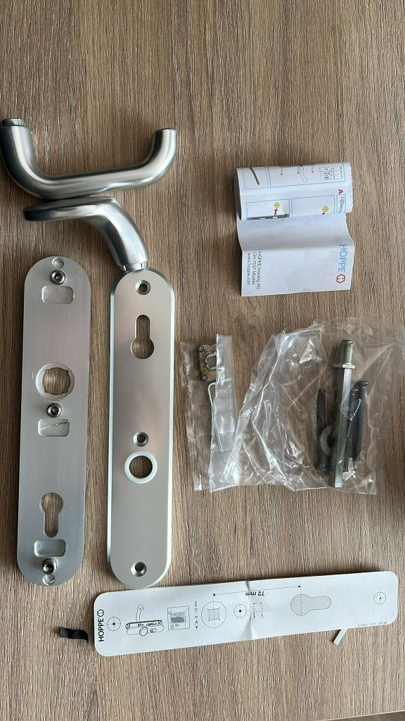 Hoppe veiligheidsbeslag voor buitendeur, Doe-het-zelf en Verbouw, Hang- en Sluitwerk, Nieuw, Klink of Kruk, Rvs, Ophalen of Verzenden