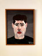 Outsider Art: zelfportret in acryl op canvasboard., Ophalen