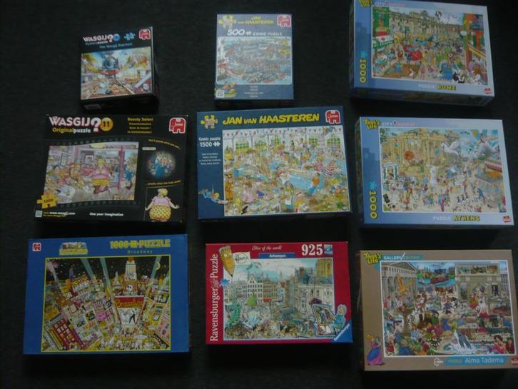 puzzels Wasgij; J.v.Haasteren etc., Hobby en Vrije tijd, Denksport en Puzzels, Zo goed als nieuw, Legpuzzel, 500 t/m 1500 stukjes