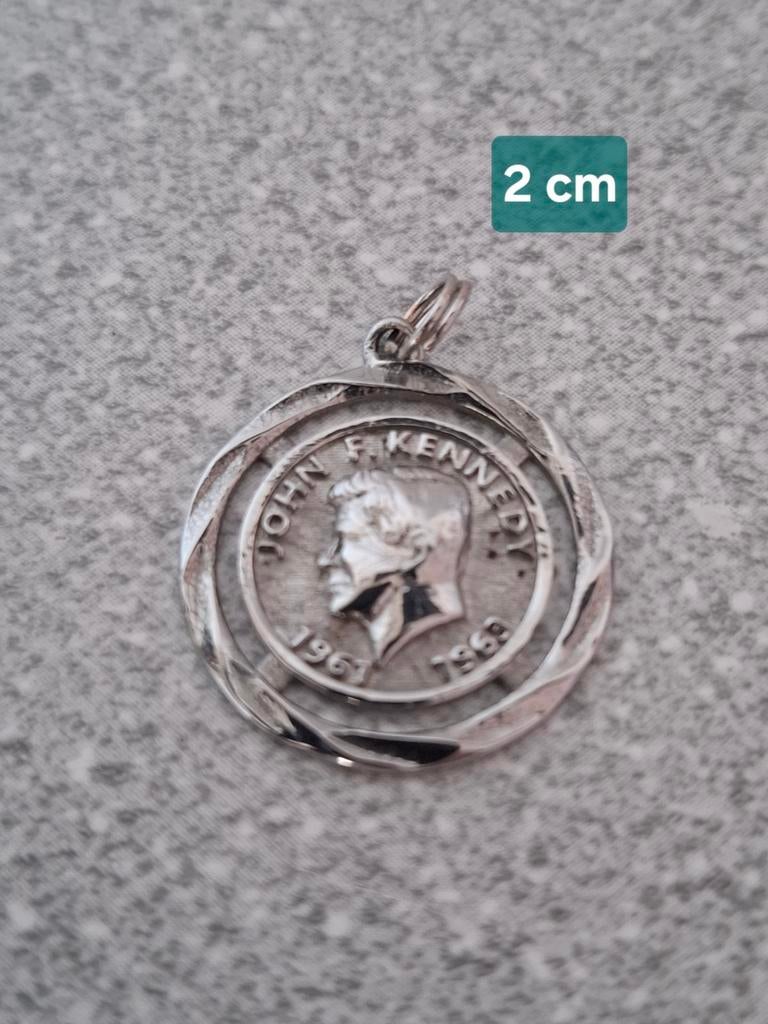 My jewellery John F. Kennedy munt  Hanger, Overige voorstellingen, Ophalen of Verzenden, Zo goed als nieuw, Zilver