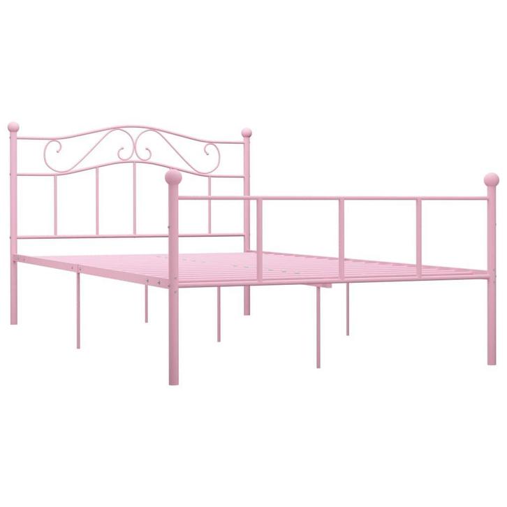 Roze Twijfelaar Bed - Zonder Matras, Huis en Inrichting, Slaapkamer | Bedden, Zo goed als nieuw, Twijfelaar, 120 cm, 200 cm, Metaal