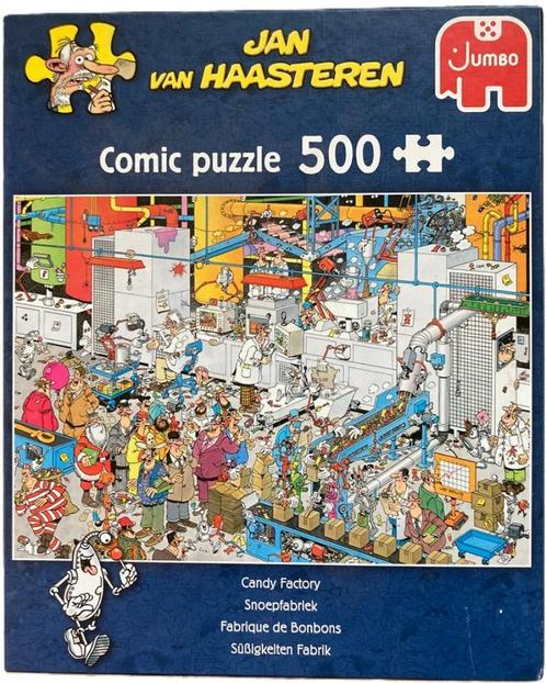 PUZZEL JAN VAN HAASTEREN SNOEPFABRIEK 500 STUKJES, Hobby en Vrije tijd, Denksport en Puzzels, Zo goed als nieuw, Legpuzzel, 500 t/m 1500 stukjes