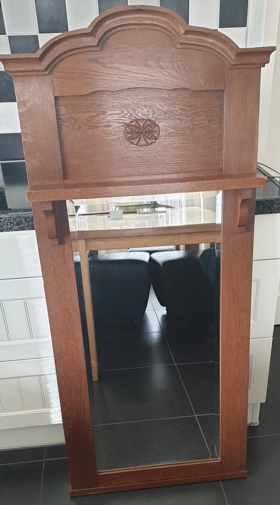 Antieke Spiegel met Houten Frame, Antiek en Kunst, Antiek | Spiegels, 50 tot 100 cm, 150 tot 200 cm, Rechthoekig, Ophalen