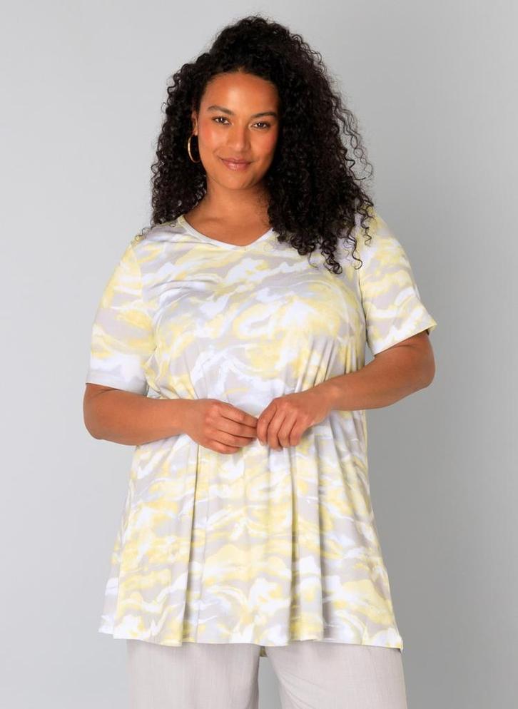 Grijs/geel A-lijn tuniek Ankie van Yesta Maat 52 (3), Kleding | Dames, Grote Maten, Nieuw, Blouse of Tuniek, Geel, Ophalen of Verzenden