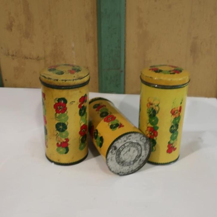 Blik set Beschuit origineel Verkade metaal geel SET PRIJS, Verzamelen, Blikken, Gebruikt, Beschuit, Verkade, Ophalen of Verzenden