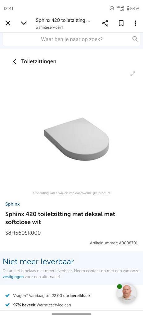 Sphinx 420 toiletzitting met deksel met softclose wit S8H560, Huis en Inrichting, Badkamer | Badtextiel en Accessoires, Nieuw